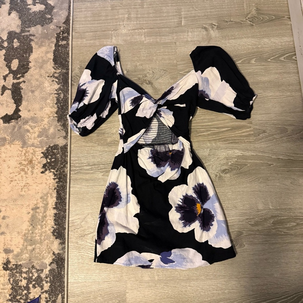 H&M Black and White Floral Mini Dress